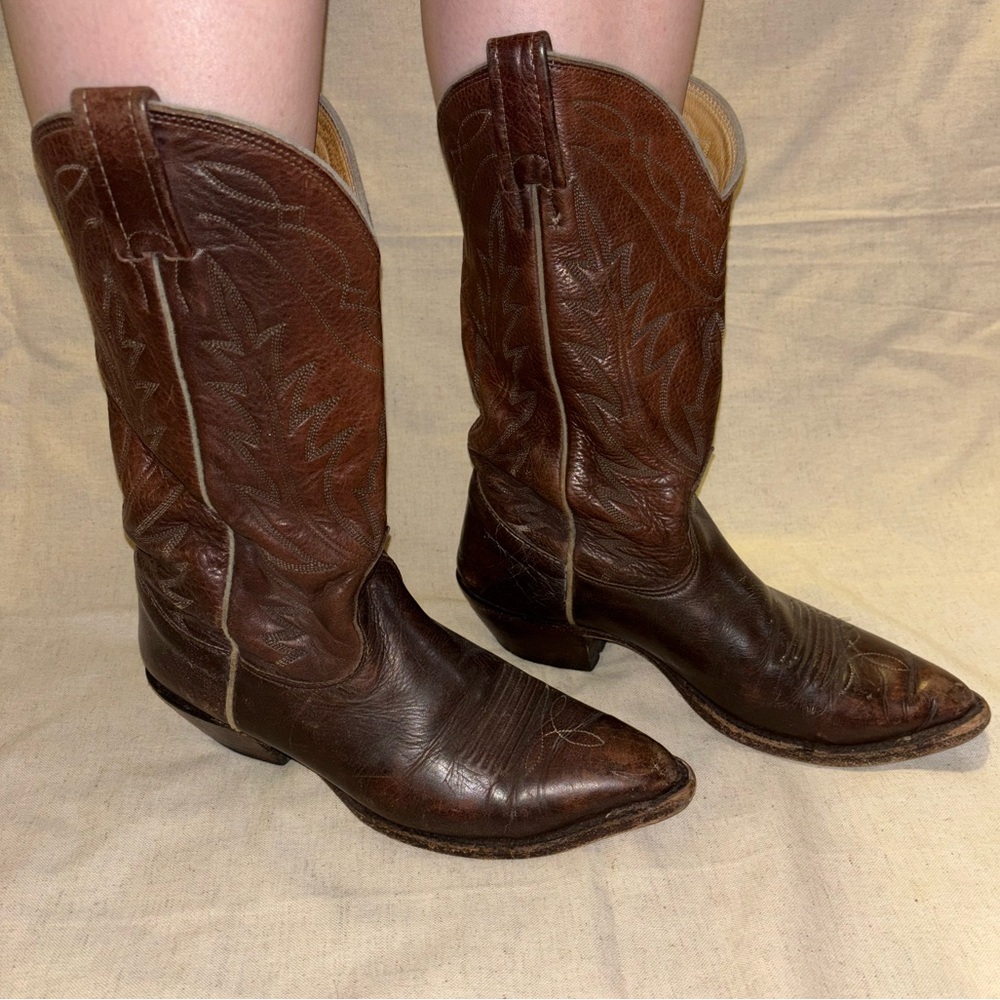 Nocona Brown Leather Cowboy Boots